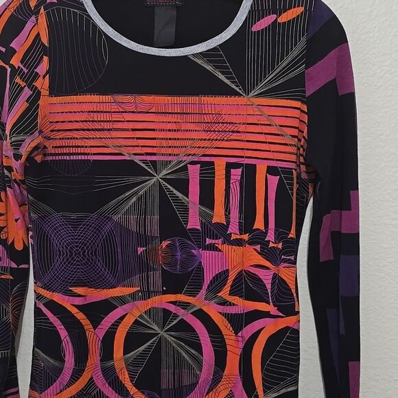 Custo Barcelona Vintage Colorful Geometric Long Sleeve Top S - Picture 2 of 6